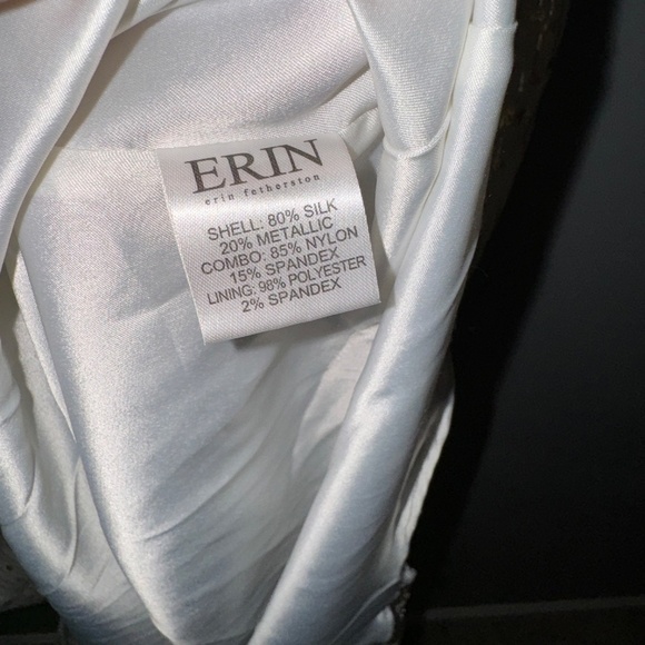 EUC Erin Fetherston Coralie Foiled Silk Chiffon Gown Ivory Gold Size 6 - Picture 10 of 11